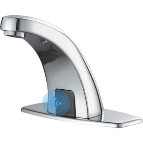 Homevacious Automatic Sensor Touchless Bathroom Sink Faucet Commercial Infrared Motion Sensor Hands Free Bathroom Faucet Water Tap with Control Box and Temperature Mixer Matte Black