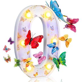 Havawish Butterfly Themed Marquee Light up Numbers, LED Butterfly Glowing Numbers Comes with 12 Butterflies Stickers for Girl Butterfly Birthday Party Table Centerpieces(Number 1)