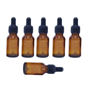 6Pcs 15ml/0.5oz Amber Glass Empty Graduated Refillable Dropper Bottles with Rubber Head and Internal Dropper Essential Oil Containers Cosmetic Sample Vials Dispensers for Aromatherapy