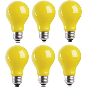 6 عبوات 3 وات A60 LED لمبات إضاءة LED صفراء E26 لمبة إضاءة خارجية للحشرات 25 وات تعادل 2000 كيلو كهرمان توهج لمبة إضاءة ليلية لغرفة النوم والحديقة والشرفة والفناء الخلفي والممر