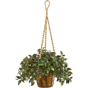 Nearly Natural 30in. Mini Melon Artificial Plant in Hanging Basket UV Resistant (Indoor/Outdoor)
