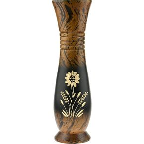 AeraVida Decorative Daisy Flower Black and Brown Mango Tree Wooden Vase | Classic Flower Vase | Mango Tree Wood Flower Vase| Handmade Home Office Table Vase| Flower Vases Decorative for Living Room