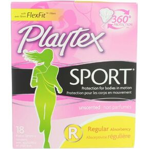 Playtex Tampons Sport Regular 18 Count Unscented (6 Pack)