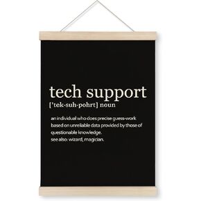 HRQKO Tech Support Definition Poster Hanger Frame, Modern Minimalist Tech Support Wall Art with Wooden Frames, Tech Support Gifts for Men, Black Wall Hanging Decor for Men Office Home Room,12x16 inch