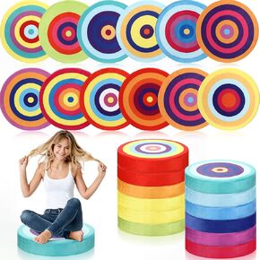 12 Pcs Round Floor Pillows for Kids Carpet Circles Floor Cushions for Classroom 15.35'' Rainbow Circle Flexible Seating Cushions Supplies Group Activity Marker for Kindergarten Playroom