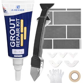 Grout Repair Kit, 180g Tile Grout Pen White Grout Filler, Fast Drying Grout Sealer for Bathroom, Kitchen Porcelain Floors, Restore and Renew Tile Grout Paint Kit (White) in Kuwait