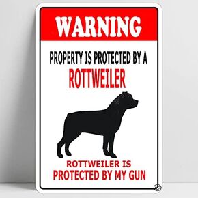 Warning Beware of Rottweiler Funny Metal Sign Decoration TIN SIGN 12'' X 8''
