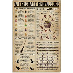 Pozino Tin Sign Witchcraft Knowledge Fun World Education Science Classroom Infographic Tin Sign Great Retro Gifts and Decorative Door Wall School Farm Hospital Metal Sign 8x12