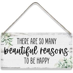Motivational There Are So Many Beautiful Reasons to Be Happy Sayings Home Wall Decor Wooden Signs Rustic Farmhouse Hanging Wall Plaque Sign Gift