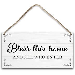 Christian Home Decor Wood Hanging Plaque, Bless This Home Wall Decor, Blessed Signs for Home Decor Religion Gifts for Women Men Wood Sign for Living Room Bedroom Kitchen Housewarming Gift-20