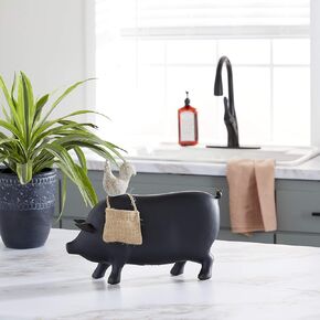 Deco 79 Resin Pig Decorative Sign, 14" x 4" x 11", Black