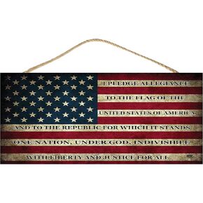 Rogue River Tactical Pledge Of Allegiance Home Decor Hanging Wall Sign Decoration Patriotic American Flag