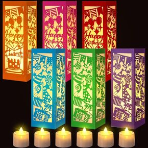 6 Pcs Birthday Table Centerpieces Boxes Birthday Party Table Lanterns for Centerpieces with LED Candles Birthday Party for Birthday Party Supplies for Kids Birthday Party Baby Shower