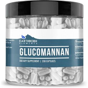 Earthborn Elements Glucomannan, 200 Capsules, Pure & Undiluted, No Additives