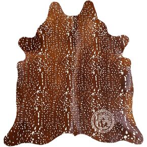 Sunshine Cowhides 100% Genuine Deer Print Cowhide Rug - Modern Style Animal Skin Rug & Floor Carpet for Living Room, Bedroom, Kitchen & More - Large (6x6-7ft)