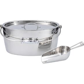 Crafthouse من Fortessa Professional Barware من Charles Joly دلو ثلج بيضاوي من الفولاذ المقاوم للصدأ مع مغرفة، مجموعة من قطعتين