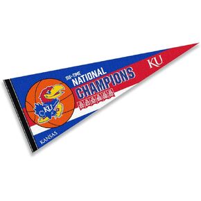 Kansas KU Jayhawks 6 Time National Basketball Champions Pennant Banner Flag