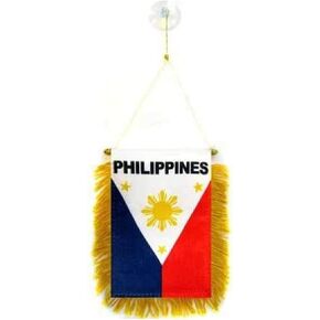 Philippines mini Banner 6'' x 4'' - Filipino PENNANT 15 x 10 cm - mini Banners 4x6 inch suction cup hanger - AZ FLAG