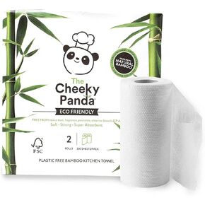 The Cheeky Panda - Bamboo Paper Towels | Mega 100 Sheet Paper Towels Rolls | 200 x 2 Ply Paper Towel Sheets | Strong and Sustainable