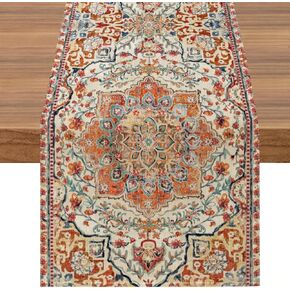 Boho Table Runner, Bohemian Rustic Farmhouse Holiday Home Kitchen Dining Table Decoration, 13x72 Inch