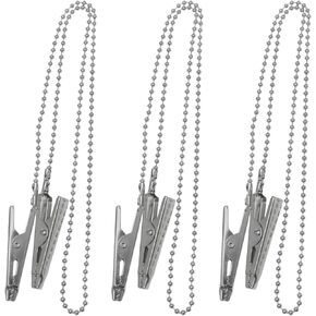 3pcs Dental bib clips metal napkin clip chain Keep your napkin firmly while eating silver