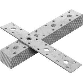 10 Pcs 7⅞" Flat Tie Plate Repair Mending Plate Bracket , Hot Dip Galvanized Metal Repair Fixing Bracket Connector for Wooden Timber Connecting, 7⅞"x1⅜", 2.5 mm Thickness