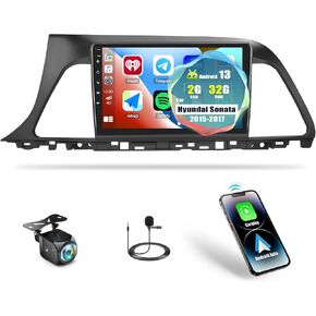 2+32G Android 13 Car Stereo for Hyundai Sonata 2015-2017 with Wireless Apple Carplay Android Auto,9'' Touchscreen Sonata Car Radio with GPS Navigation,Bluetooth,WiFi/FM/RDS Radio,SWC+Backup Camera