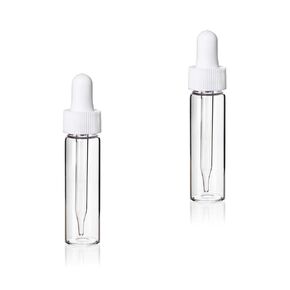 4 Dram Clear Glass Vials w/White Glass Droppers (Pack of 2)