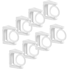 Rotating Ring Curtain Rod Brackets, No Drill Adjustable Curtain Rod Holder, Easy Self Adhesive Curtain Rod Brackets 360 Swivel Ring, Hangers Hooks for Bathroom Towel Kitchen Wall, 8 Pack White