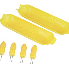 Chef Craft Select Plastic Corn Cob Dishes, 9.5 inches in length 2 piece set, Yellow