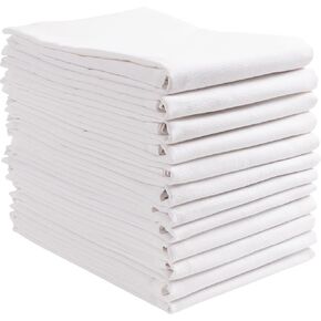 KAF Home Set of 12 White Flat Flour Sack Embroidery/Craft Kitchen Towels, 100-Percent Cotton, Lightweight, Thin, Absorbent, Extra Soft (20 x 30-Inches) (White)