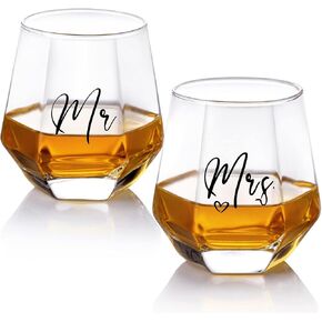Mr and Mrs Wine Glasses Gifts,Wedding Gifts for Bride and Groom -Gifts for Bridal Shower Engagement Wedding and Married Anniversary-His & Hers, Engagement Gift in Saudi Arabia