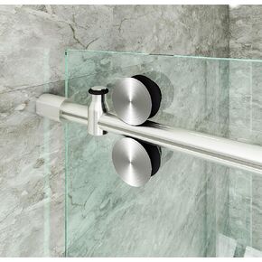 أدوات باب الحظيرة ذات مسار زجاجي منزلق من الفولاذ المقاوم للصدأ بدون إطار من DIYHD NBSHOWERS، طقم دش بطول 6.6 قدم (ساتان)