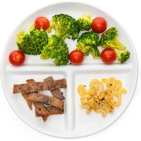 Sweese Portion Control Plates Set of 2, 9 Inch Divided Plates for Adults, Porcelain Dinner Diet Plates for Balanced Meal Building- White