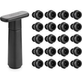Wine Saver Vacuum Pump with 20 Stoppers, Wine Stopper, Wine Preserver, Reusable Bottle Sealer Keeps Wine Fresh
