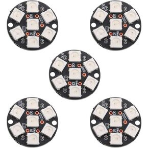 7 Bits WS2812 RGB LED Ring SMD 5050 Addressable LED String Individual Programmable with Integrated Driver DC 5V for Arduino Raspberry Pi ESP32(Pack of 5pcs)