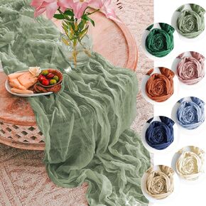 Dusty Blue Cheesecloth Table Runner 35x120 Inches Boho Gauze Cheese Cloth Table Runner for Baby Shower Decorations Wedding Bridal Shower Party Centerpiece Birthday Table Decor