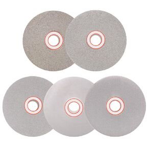 HARFINGTON Diamond Flat Lap Disc Set 4" x 5/8" Arbor 80/120/240/320 Grit Abrasive Wheel Lapping for Grinding Sanding Ceramics, Glass, Stones
