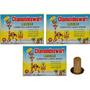 Sree Chamundeswari Deluxe Computer Sambrani Loban Dhoop, 1.5" Long - 3 Packs, 24 Sticks per Pack