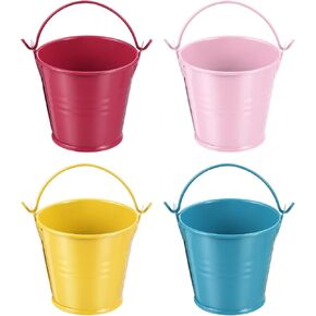 PATIKIL 2"x2" Small Metal Bucket, 4 Pack Mini Colorful Buckets Cute Candy Tiny Decorative Pails for Crafts Party Favors, Assorted Colors