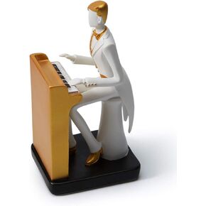 HAUCOZE Music Decor Figurine Piano Statue Modern Sculpture Home Gifts Table Centerpiece Crafts Polyresin Arts 8.5inch