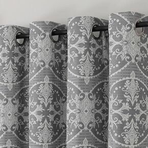Airwill Blackout Curtains Damask Patterned Thermal Insulated Grommet Curtains for Living Room, Set of 2 Window Curtain Panels (52 x 63 Inch, 2 Panels, Grey)