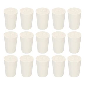 MECCANIXITY Rubber Tapered Plug 11mm to 15mm Solid Test Tubes Bungs Stopper White for Lab Home 24 Pieces