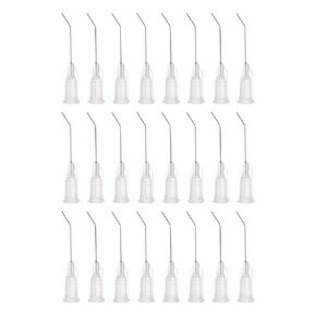 HARFINGTON 24pcs Blunt Tip Dispensing Needle 27 Gauge 1 Inch Screw Interface Bent Flow Design Bent Dispensing Tips with Luer Lock for Adhesive Glue Dispensing, Transparent