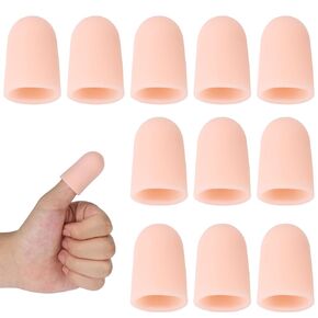 10pcs Gel Finger Cots, Silicone Finger Covers, Finger Protectors Finger Sleeves Thumb Protector for Finger Cracking Trigger Finger Arthritis Pain Relief