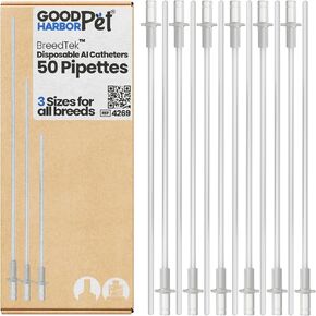 Good|Harbor Premium Pack of 50 BreedTek™ Artificial Insemination Pipettes - Versatile, Precision-Molded, Sterile Pipettes for Canines & More - Ensure Superior Breeding Success (Medium/Lg Breed)
