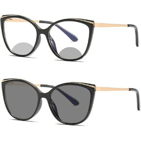 Transition Photochromic bifocal Cat Eye Progressive Multifocal Presbyopic Reading Glasses Sunglasses for Women Readers