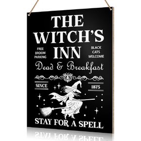 UDNADKEX Witch Kitchen Wall Hanging Sign Decor, Witches Home Kitchen Dining Room Wooden Sign Wicca Witchy Decor Halloween Gothic Wall Decoration, Kitchen Gift for Witch Woman Gothic Lovers