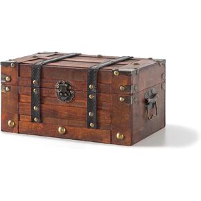 صندوق صندوق خشبي مستوحى من الطراز القديم من Soul & Lane مزود بأشرطة زخرفية - حل تخزين وديكور متعدد الاستخدامات، مثالي لأجهزة التحكم عن بعد والهدايا التذكارية واللوازم المكتبية in Kuwait