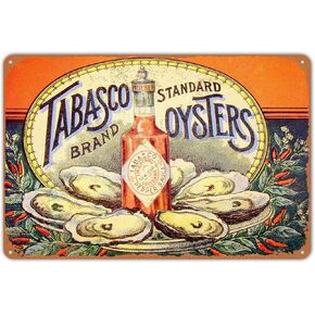 Agedsign Metal Tin Sign Vintage Style Tabasco Pepper Sauce and Oysters Home Wall Decor 8 x 12 inches Plaques Poster